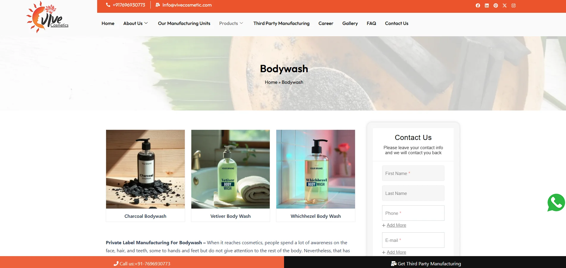 Top 10 Private Label Body Wash Manufacturers in India